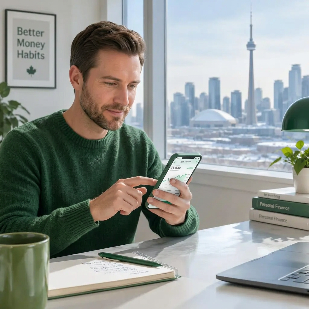 Canadian investor in Toronto reviewing the Edifice Gainlux trading app on his phone