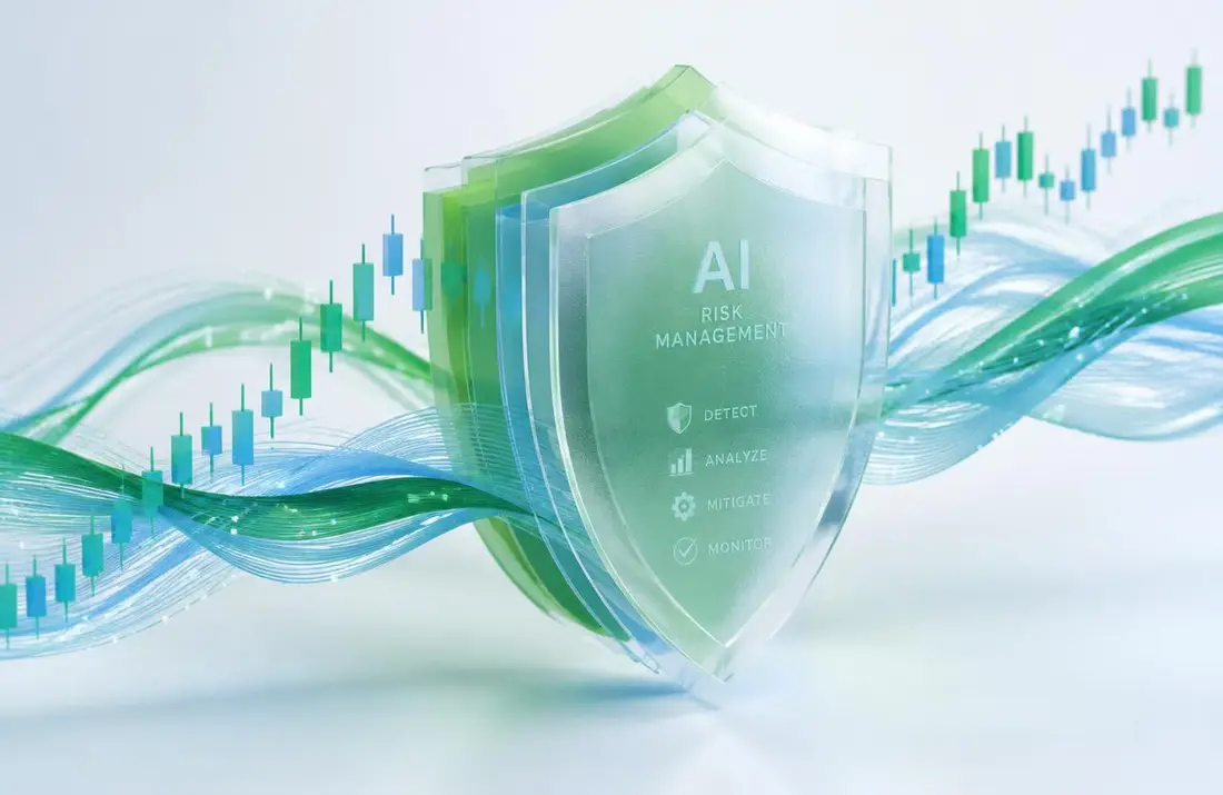 Edifice Gainlux AI risk management shield protecting a trading portfolio